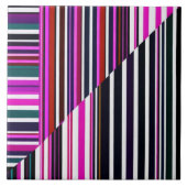 抽象芸術モダンピンクパープルストライプコレクション タイル (正面)