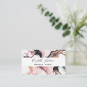 抽象芸術モダンピンクブラックベージュウォーターユニークカラー 名刺 (スタンド正面)