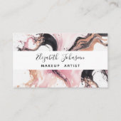 抽象芸術モダンピンクブラックベージュウォーターユニークカラー 名刺 (正面)