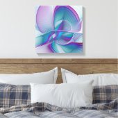 抽象芸術モダンピンクブルーターコイズフラクタルアート キャンバスプリント (インサイチュ (寝室))