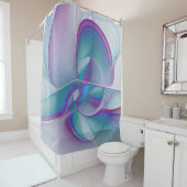抽象芸術モダンピンクブルーターコイズフラクタルアート シャワーカーテン (インサイチュ)
