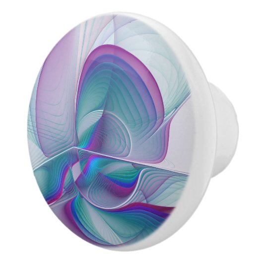 抽象芸術モダンピンクブルーターコイズフラクタルアート セラミックノブ (右)