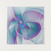 抽象芸術モダンピンクブルーターコイズフラクタルアート タペストリー (正面(横))