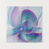 抽象芸術モダンピンクブルーターコイズフラクタルアート タペストリー (正面)