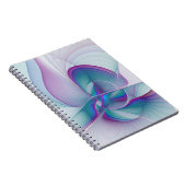 抽象芸術モダンピンクブルーターコイズフラクタルアート ノートブック (右側)