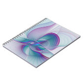 抽象芸術モダンピンクブルーターコイズフラクタルアート ノートブック (左側)