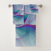 抽象芸術モダンピンクブルーターコイズフラクタルアート バスタオルセット (インサイチュ)