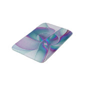 抽象芸術モダンピンクブルーターコイズフラクタルアート バスマット (アングル)