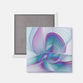 抽象芸術モダンピンクブルーターコイズフラクタルアート マグネット (正面/裏面)