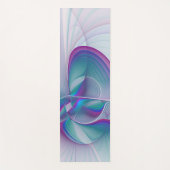 抽象芸術モダンピンクブルーターコイズフラクタルアート ヨガマット (正面)