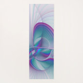 抽象芸術モダンピンクブルーターコイズフラクタルアート ヨガマット (裏面)