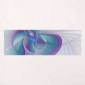 抽象芸術モダンピンクブルーターコイズフラクタルアート ヨガマット (正面(横))