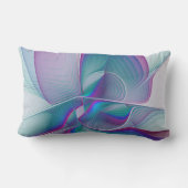抽象芸術モダンピンクブルーターコイズフラクタルアート ランバークッション (裏面)
