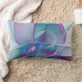 抽象芸術モダンピンクブルーターコイズフラクタルアート ランバークッション (ブランケット)