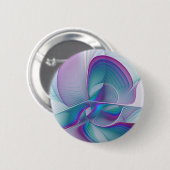 抽象芸術モダンピンクブルーターコイズフラクタルアート 缶バッジ (正面&裏面)