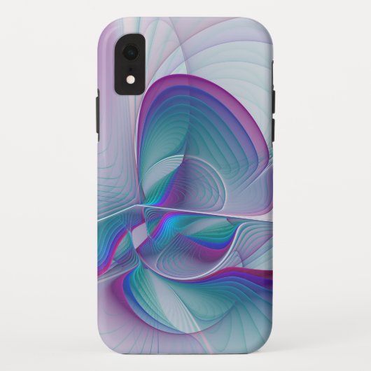 抽象芸術モダンピンクブルーターコイズフラクタルアート Case-Mate iPhoneケース (裏面)