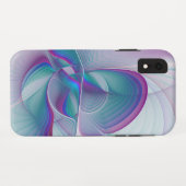 抽象芸術モダンピンクブルーターコイズフラクタルアート Case-Mate iPhoneケース (裏面(横))