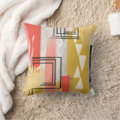 抽象芸術モダンピンクマスタードイエローと金ゴールド クッション (ブランケット)