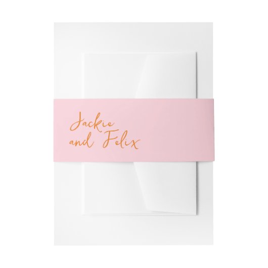 抽象芸術モダンピンクミッ結婚クス 招待状ベリーバンド (正面例)