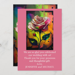 抽象芸術モダンピンクローズサンキューカード サンキューカード