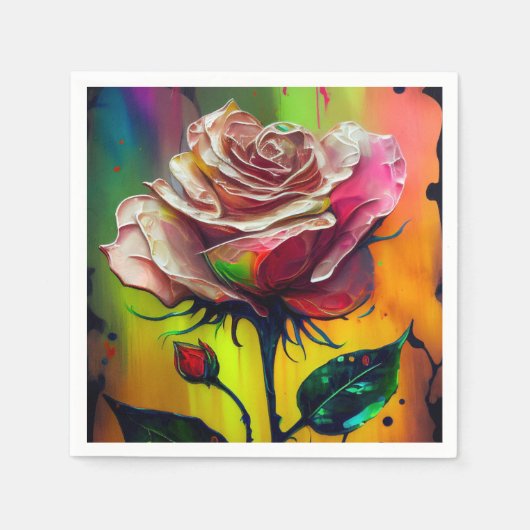 抽象芸術モダンピンクローズ結婚ズ スタンダードカクテルナプキン (正面)