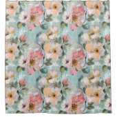 抽象芸術モダンピンクローズ シャワーカーテン (正面)