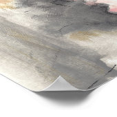 抽象芸術モダンピンク絵画金ゴールドのプリント ポスター (角)