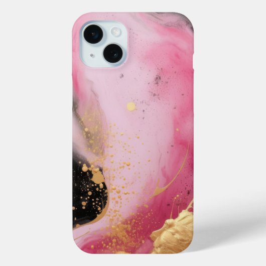 抽象芸術モダンピンク金ゴールド及びブラックインク大理石 Case-Mate iPhoneケース (裏面)