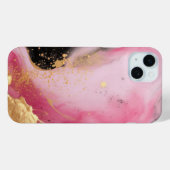 抽象芸術モダンピンク金ゴールド及びブラックインク大理石 Case-Mate iPhoneケース (裏面 (横))