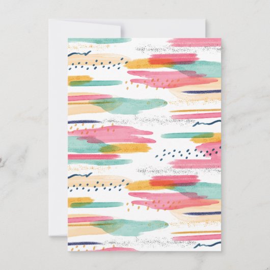 抽象芸術モダンピンク&ブルー水彩赤ちゃんシャワー 招待状 (裏面)