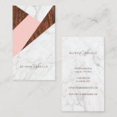 抽象芸術モダンピンク、白の大理石と木目 名刺 (正面/裏面)