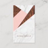 抽象芸術モダンピンク、白の大理石と木目 名刺 (正面)