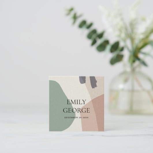 抽象芸術モダンピーチグリーンアー結婚トWEB スクエア名刺 (スタンド正面)