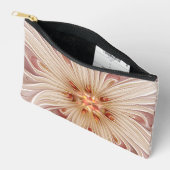 抽象芸術モダンピーチパステルフラワーフラクタルアート アクセサリーポーチ (見開き)