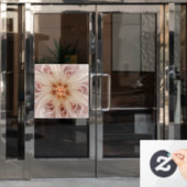 抽象芸術モダンピーチパステルフラワーフラクタルアート ウィンドウサイン (オフィスドア)