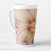 抽象芸術モダンピーチパステルフラワーフラクタルアート カフェラテマグ (左アングル)