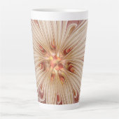 抽象芸術モダンピーチパステルフラワーフラクタルアート カフェラテマグ (正面)