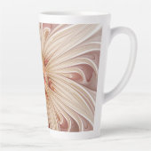 抽象芸術モダンピーチパステルフラワーフラクタルアート カフェラテマグ (右)