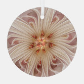 抽象芸術モダンピーチパステルフラワーフラクタルアート ガラスオーナメント (裏面)