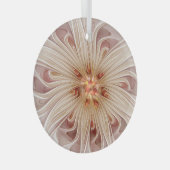 抽象芸術モダンピーチパステルフラワーフラクタルアート ガラスオーナメント (正面右)