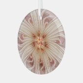 抽象芸術モダンピーチパステルフラワーフラクタルアート ガラスオーナメント (正面左)
