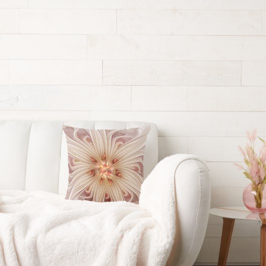抽象芸術モダンピーチパステルフラワーフラクタルアート クッション (ソファ)