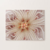 抽象芸術モダンピーチパステルフラワーフラクタルアート ジグソーパズル (横)