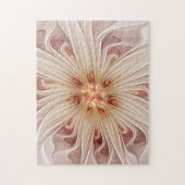 抽象芸術モダンピーチパステルフラワーフラクタルアート ジグソーパズル (縦)