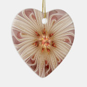 抽象芸術モダンピーチパステルフラワーフラクタルアート セラミックオーナメント (右)