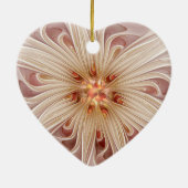 抽象芸術モダンピーチパステルフラワーフラクタルアート セラミックオーナメント (裏面)