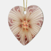 抽象芸術モダンピーチパステルフラワーフラクタルアート セラミックオーナメント (左)