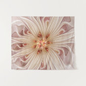 抽象芸術モダンピーチパステルフラワーフラクタルアート タペストリー (正面(横))