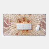 抽象芸術モダンピーチパステルフラワーフラクタルアート デスクマット (キーボード&マウス)