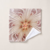 抽象芸術モダンピーチパステルフラワーフラクタルアート バスタオルセット (ウォッシュタオル)